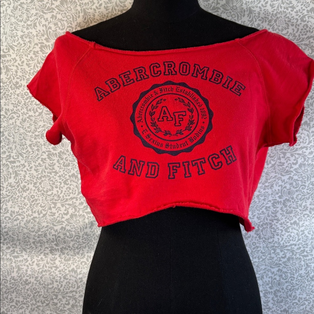 Abercrombie & Fitch Bold Red Logo Crop Top
